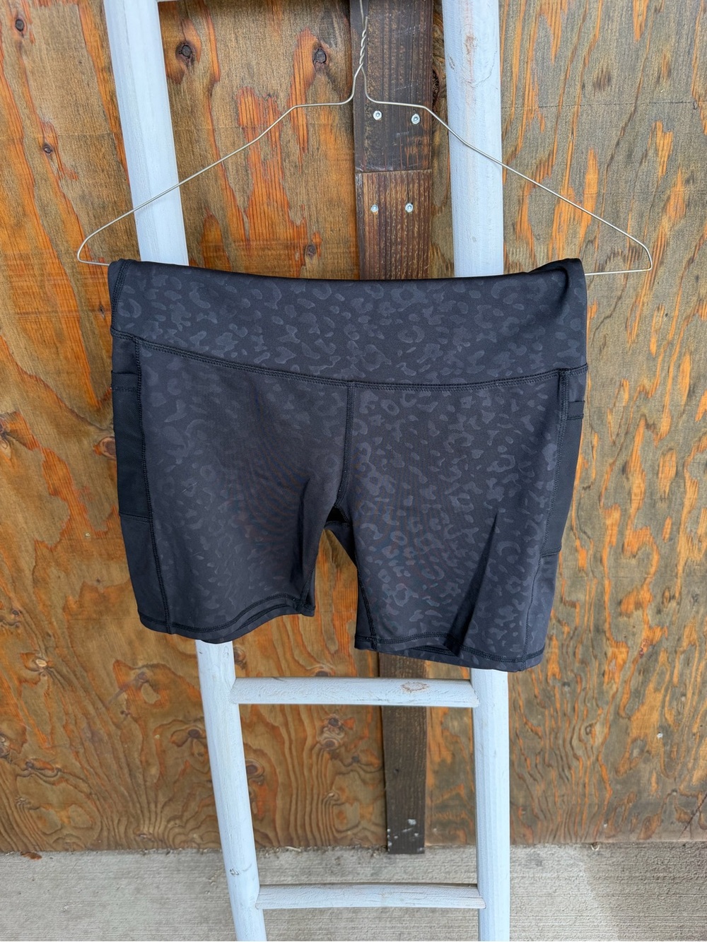 Danskin Black Subtle Leopard-Print Bike Shorts